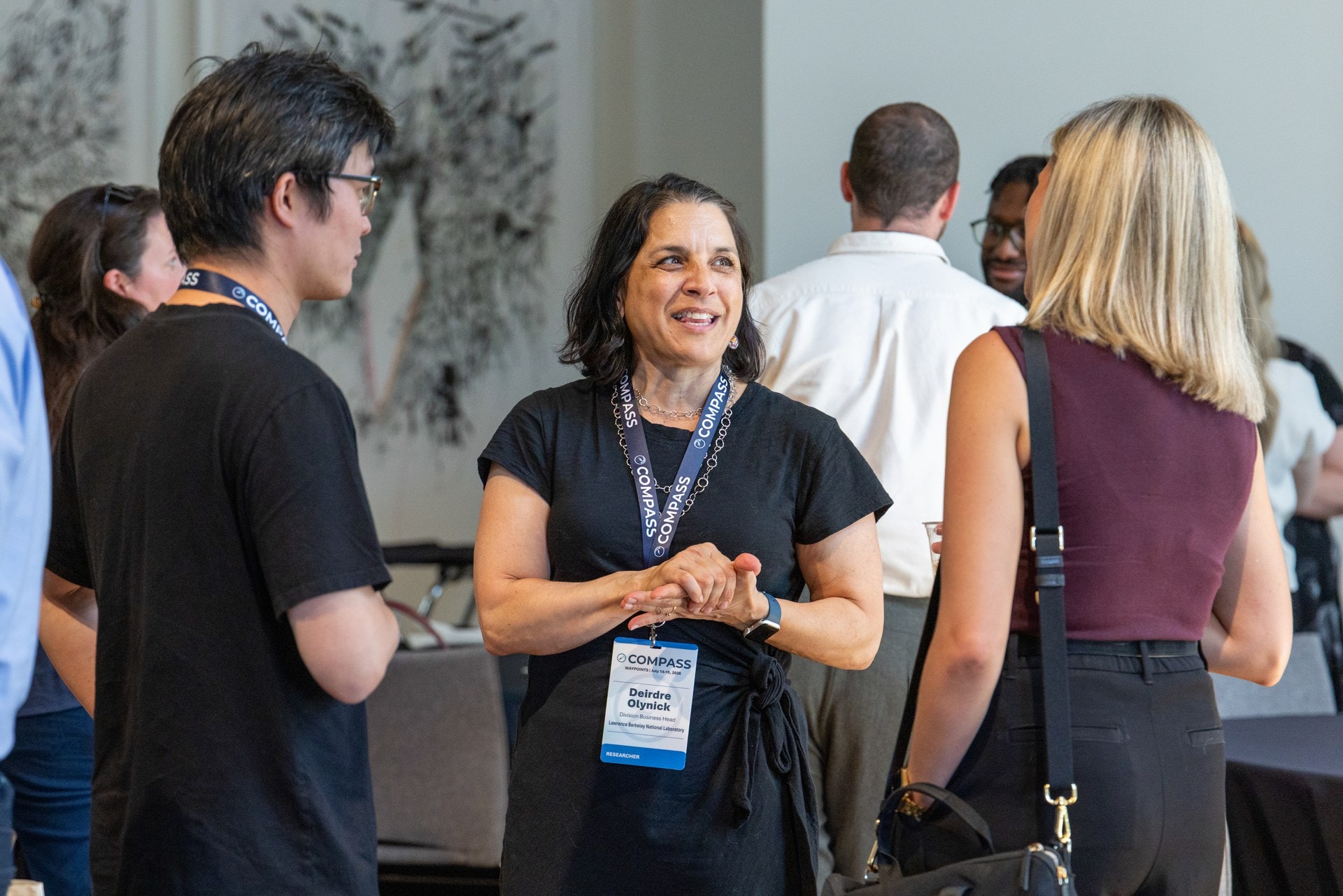 Attendees in conversation at the Waypoints reception
