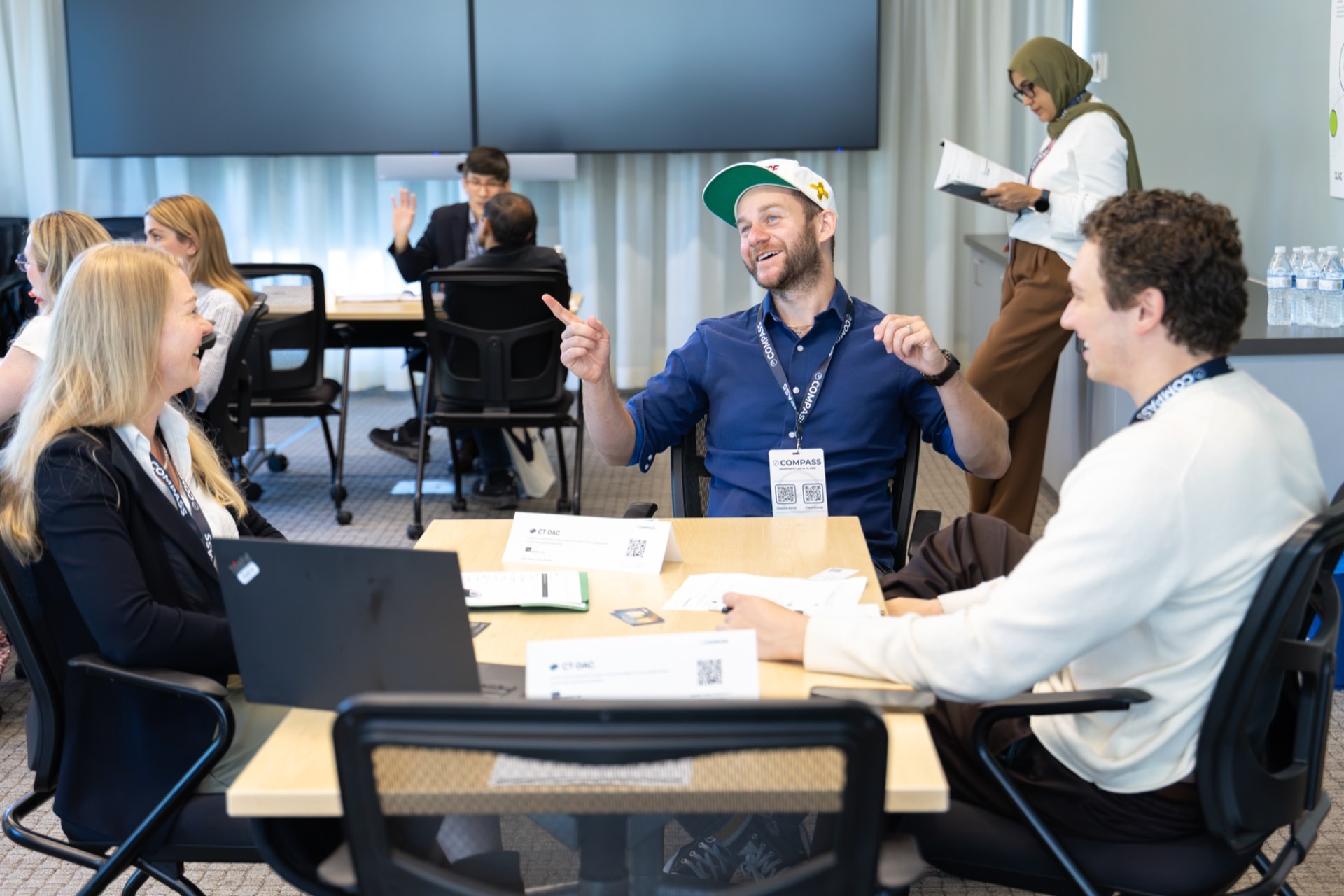 An animated conversation at a meeting table